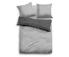 TOM TAILOR 0009937 Flanell Bettwäsche Garnitur mit Kopfkissenbezug (Baumwolle) 1x 155x220 cm + 1x 80x80 cm, hellgrau