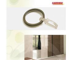 Gardinia Gardinenringe für Gardinenstangen mit 20 mm Durchmesser, Inklusive Gleiteinlage und Faltenlegehaken, 10 Stück, Serie Chicago, Breite 4 mm, Metall, Titan