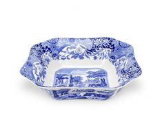 Italienische Art, Blau, Porzellan, eckig, 23,5 cm, Salatschüssel, Blau und Weiß