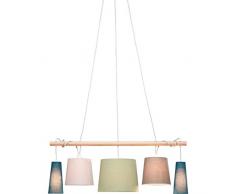 Kare Hängeleuchte Parecchi Nordic 100cm, Schirm: 90% Polyester, 10% Leinen Flachs, Polystyrol, Stange: Esche Massivholz lackiert, Mehrfarbig
