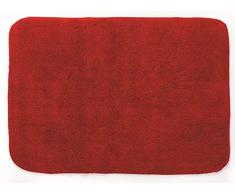 Spirella Badteppich Badematte Duschvorleger 100% Baumwolle Hochflor | flauschig | rutschhemmend | geeignet für Fußbodenheizung | 50x70 cm | Rot