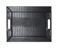 Freeform Mock Crock - 2in1 wendbares Tablett & Tischset mit Textur, schwarz/schwarz, Kunstleder, Maße: 55 x 41 cm