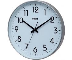 UNITY Fradley Wanduhr, geräuschlos, 30 cm, Plastik, Silber, 30 x 30 x 5 cm