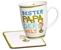 Ritzenhoff & Breker Kaffeebecher Bester Papa der Welt mit Untersetzer im Geschenkkarton, Geschenk-Set, 2-teilig