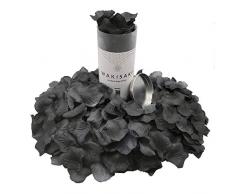 (Getrennt, Desodoriert) Künstliche gefälschte Rosenblätter für Romantische Nacht, Hochzeit, Event, Party, Dekoration, in loser Schüttung (1000 Count, Heiliges Schwarz)