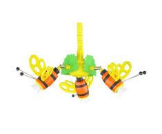 Elobra Kinderzimmerlampe Hummel, Pendelleuchte, Holz orange grün, 122198