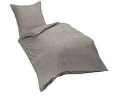 Fleuresse Feinbiber Bettwäsche aus 100% Baumwolle, Fb. 7, Karo / grau, 135 x 200 cm