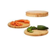Relaxdays, Natur Frühstücksbrettchen rund 4er Set, Bambus, 30 cm, Küchenbrett, pflegeleicht, natürlich, messerschonend