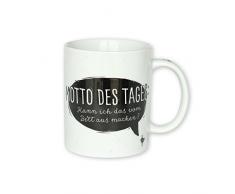 H:)PPYlife 44908 Tasse mit Motivdruck: Motto des Tages: Kann ich das vom Bett aus machen?, Porzellan, schwarz-weiß, Geschenktasse