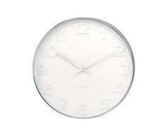 Karlsson Wanduhr Mr. White Numbers Stahl Poliert, Metall, 7 x 51 x 51 cm