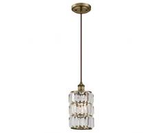Westinghouse Lighting Einflammige Pendelleuchte, Ausführung in Messing antik mit Kristallprismenglas, Glas, 1 W, 15 x 15 x 160 cm