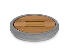 möve Cement Seifenschale 12 x 2,5 cm aus Zement mit Bambusholz, grey