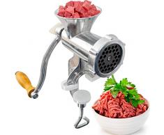 Fleischwolf manuell mit Klemme verstellbar für Kit A Tisch. Körper, Elica und Ring aus Gusseisen geeignet für Trinkalkohol, entspricht den Richtlinien. Komplett mit 1 Messer und 1 Platte aus Karbonstahl mit Loch-6,2 mm, manovell