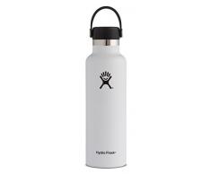 Hydro Flask Trinkflasche 709 ml (24 oz), Edelstahl und vakuumisoliert, Standard-Öffnung mit auslaufsicherer Flex Cap, White