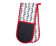 Kitchen Craft Westie Doppel Ofenhandschuhe mit Hundedruck, Baumwolle, Schwarz/rot, 1 x 87 x 19 cm