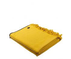 Sunny-Decke – weiche, leichte Decke aus Baumwolle für Sofa, Terrasse und Garten – Plaid mit Fransen - 160x200 cm – 160 curry – von ’zoeppritz since 1828’