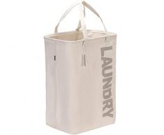 Sea Team 23,6 Large Size Canvas Fabric Wäschekorb Zusammenklappbarer rechteckiger Aufbewahrungskorb mit wasserdichter Beschichtung an Innen- und Griffen