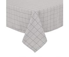 Deconovo Leinenoptik Tischdecke Wasserabweisend Esszimmer, Polyester, Schwarz Weiß, 140x240