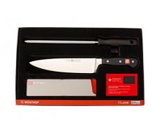 Wüsthof Starterset 4-teilig, Classic (9755-9), Kochmesser, Wetzstahl, Schneidunterlage, Klingenschützer, geschmiedet, hochwertige Küchenmesser