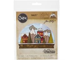 Sizzix Schneekugel von Tim Holtz Thinlits Stanzen Set, 21 in Packung, Stahl, Mehrfarbig, 19.1 x 14.4 x 0.4 cm