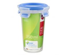Emsa 508551 Runde Frischhaltedose mit Deckel, 0.35 Liter, Transparent/Blau, Clip & Close