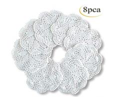 8 Stücke Spitzendeckchen Floral Runde Häkeldeckchen Baumwolle Tischsets handgemachte Küche Deckchen 20cm