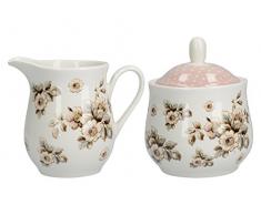 CREATIVE TOPS Zuckerdose und Milchkännchen aus Porzellan, von Katie Alice, Cottage-Stil, mit Blumenmotiv, Shabby Chic Landhaus, Blume