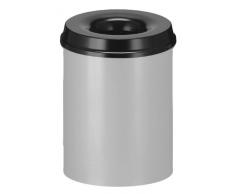 V-Part Selbstlöschender Papierkorb, 15 Liter, alufarben-schwarz