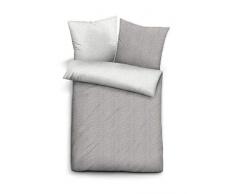 biberna 0840500 Melange-Flanell Uni Bettwäsche Garnitur mit Kopfkissenbezug mit Paspel (Baumwolle) 1x 135x200 cm + 1x 80x80 cm, sturmgrau