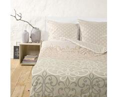 IBENA Bettwäsche-Set, Baumwolle, 200x200cm mit 2 Kopfkissenbezügen, natur/creme