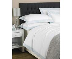 Harvard 200 Fadenzahl Perkal-Bettwäsche Quilt Bettbezug Set Bettwäsche, 100% Baumwolle, Weiß/Duck Egg Blau, doppelte