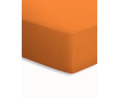 schlafgut Mako-Jersey Basic Spannbetttuch, Baumwolle, orange, 200 x 150 cm