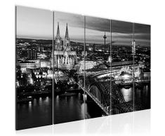 Bilder Köln Wandbild 200 x 80 cm Vlies - Leinwand Bild XXL Format Wandbilder Wohnzimmer Wohnung Deko Kunstdrucke Grau 5 Teilig - MADE IN GERMANY - Fertig zum Aufhängen 601555b