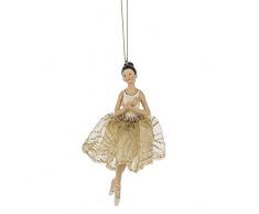 Dekofigur, Ballerina, Kunstharz, 15,2 cm, goldfarben