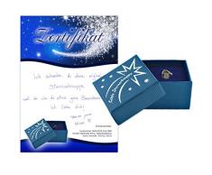 Echte Sternschnuppe in Geschenkbox - Meteorit mit Echtheitszertifikat und Taufzertifikat - zum Eintragen für Ihre persönliche Widmung