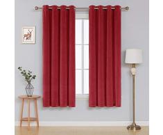 Deconovo velvet curtains for bedroom Samt Vorhänge Halbtransparent, Polyester, Rot, 183x117, 2