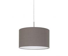 EGLO Pendellampe Pasteri, 1 flammige Textil Pendelleuchte, Hängeleuchte aus Stahl und Stoff, Farbe: Nickel matt, anthrazit braun, Fassung: E27, Ø: 38 cm