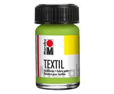 Marabu 17160039061 - Textil Stoffmalfarbe reseda 15 ml, Stoffdruckfarbe auf Wasserbasis, für helle Stoffe, waschbeständig bis 60°C, weicher Griff, einfache Fixierung durch Bügeln o. Backofen