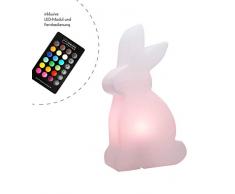 8 seasons design| LED Deko Hase Shining Rabbit (50 cm groß, RGB Farbwechsel, dimmbar, Garten, Vorgarten, Terrasse, Balkon, Wohnzimmer, Kinderzimmer) weiß