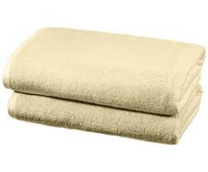 AmazonBasics - Handtuch-Set, schnelltrocknend, 2 Badetücher - Leinenbeige, 100% Baumwolle
