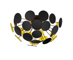 Trio Leuchten Deckenleuchte, Metall, E14, Schwarzmatt/Goldfarbig, 54 x 54 x 30 cm
