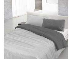 Italian Bed Linen Natural Color Doubleface Bettbezug, 100% Baumwolle, hell Grau/Rauch, kleine Doppelte