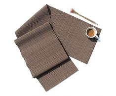 D-home Tischläufer aus strapazierfähigem Textilenene-Gewebtem Vinyl für Küche Esstisch waschbar hitzebeständig PVC Tischläufer 48X14 Coffee