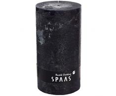 Spaas Rustikale Stumpenkerze ohne Duft, Paraffinwachs schwarz, D 100 mm x H 200 mm