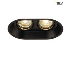 SLV LED Deckenstrahler HORN-O, rund, schwarz , Dimmbare Einbau-Spots zur Beleuchtung innen , LED Spots, Fluter, Deckenstrahler, Deckenleuchten, Einbau-Leuchte , 2-flammig, GU10 QPAR51, EEK E-A++