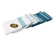 Gözze Gästetuch 4er-Set, 100% Baumwolle, 30 x 50 cm, Rio, Vollfarbig/Weißgrundig Petrol, 140-54-A3