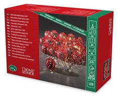 Konstsmide 3156-553 LED Dekolichterkette rote Metallbälle / für Innen (IP20) 24V Innentrafo / 24 warm weiße Dioden / transparentes Kabel