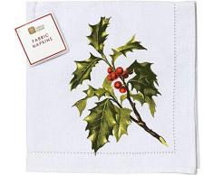 Talking Tables BC NAP-FAB Botanical Holly Fabric Napkin Weihnachtsparty Zubehör | Weihnachten Stoffservietten | Servietten Stechpalmenmotiv | Baumwolle, 4 Stück, Multifarbe