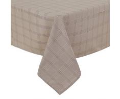 Deconovo Leinenoptik Tischdecke Wasserabweisend Esszimmer, Polyester, Taupe Weiß, 130x280