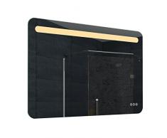 Lux-aqua Design Badezimmerspiegel mit Dimmer, Warm und Kaltweis und Touchschalter 100 x 65 cm MLF100X65, Glas, Aluminium, 100 x 65 x 3 cm